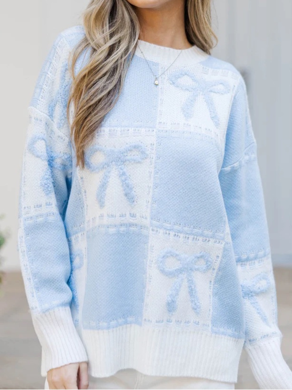 Altar'd State Blue Bow Sweater Women’s Size Medium